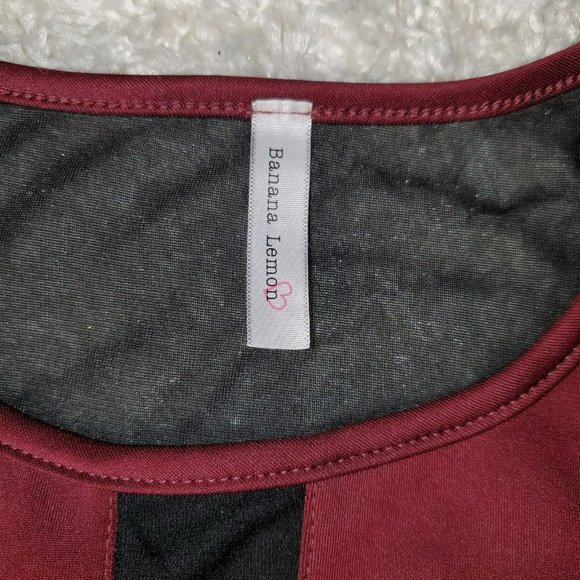 Banana Lemon Burgundy top Sz. L - Picture 5 of 7